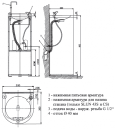 SANELA (Чехия) SLUN 43S - Питьевой фонтанчик напольный пристенный с наполнителем стаканов